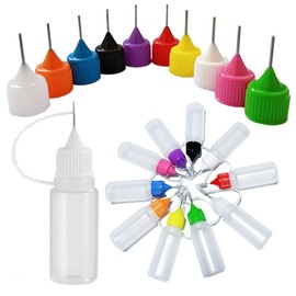 HOOWDAMY Needle Bottle Needle Tip Applicator Glue Bottle DIY Cooling Tool with Needle, Eyedropper Bottle 10ml Pack of 10 (Color(Multicolor))