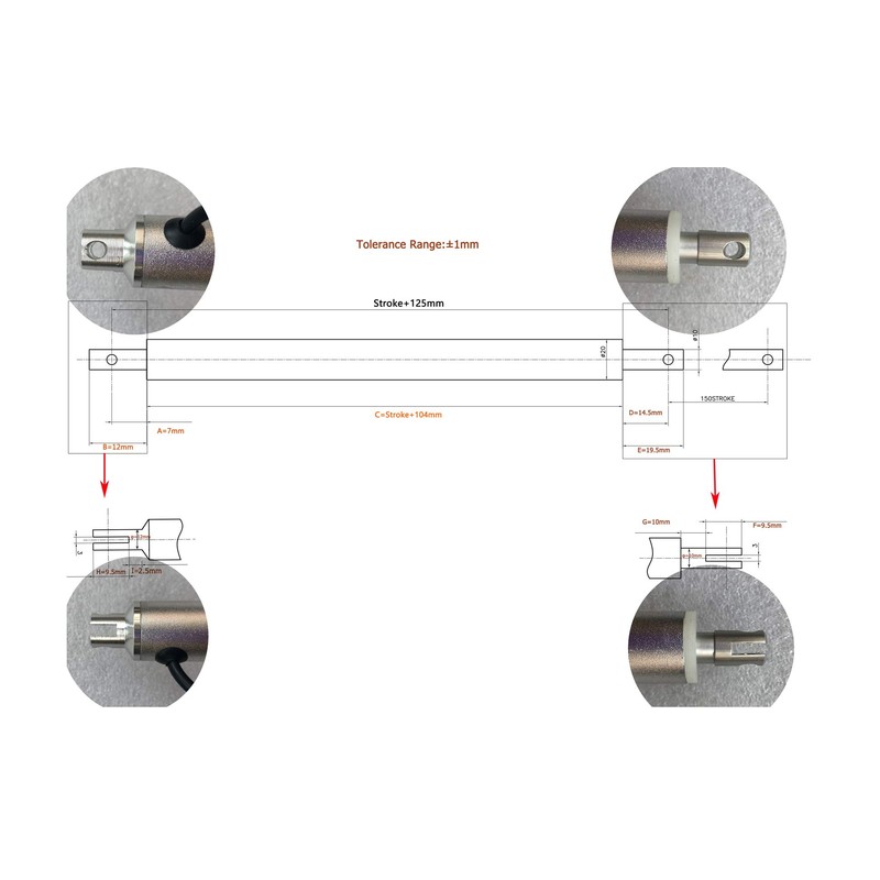 SOViK - Actuador lineal micro 12 V DC 6 "Stroke