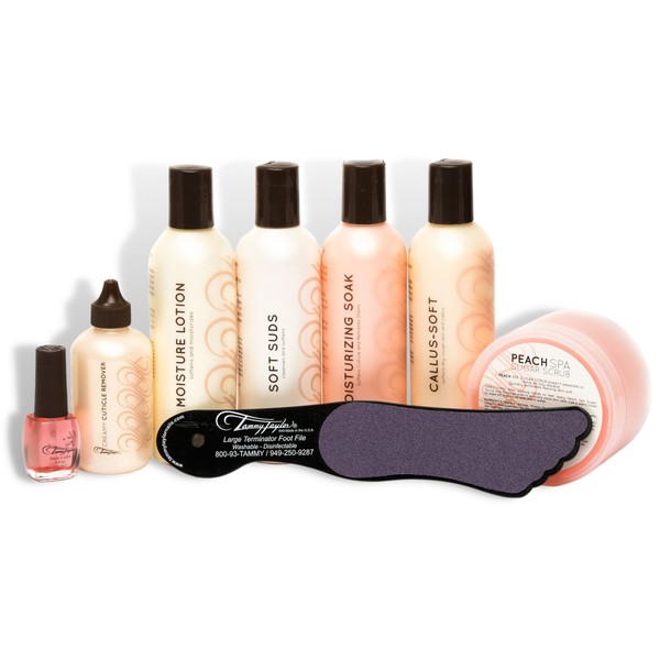 Tammy Taylor Manicure Pedicure Kit | Professional Peach Spa Salon Set | Relaxing Essential Oils and Natural Ingredients | All-In-One Gift Basket