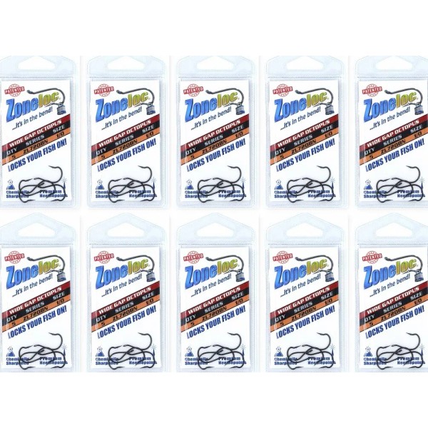 Zoneloc (10) Packs Zoneloc Wide Gap Octopus Fish Hooks Size