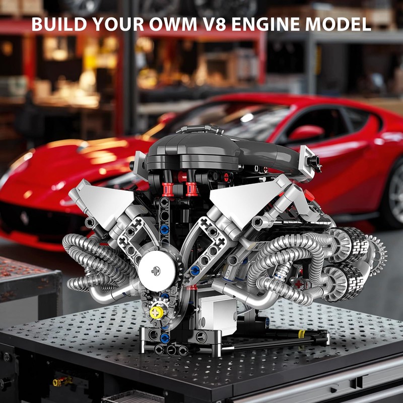 BRICXOR V8 Engine Model Kit That Works, APP Controlled Engines