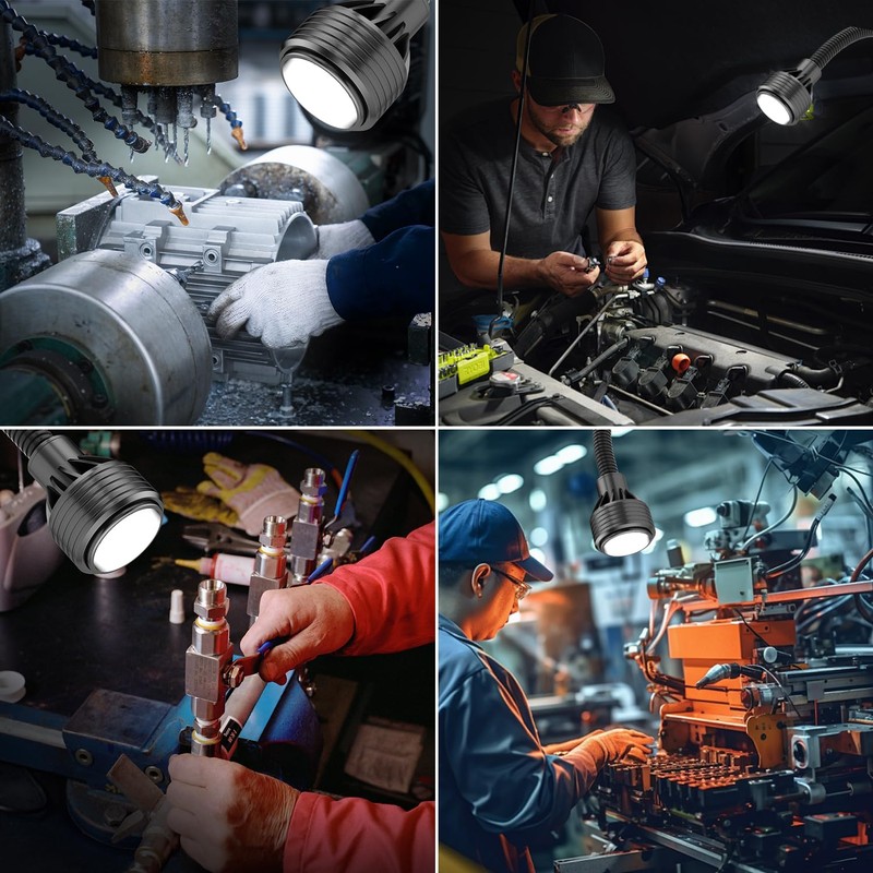 Magnetic Work Light,Three-ColorTemperature,1320 Lumen 120v FlexibleGooseneck Work Light with Adjustable