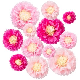 LIHAO Party Decoration Tissue Paper Pom Poms Flower Ball for Birthday Wedding Baby Shower Party Decoration - Pink