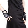 JISEN Women PU Leather Punk Gloves Fingerless Buckle Gloves Performance