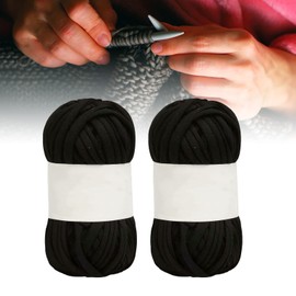 Tissting 5 Pcs T Shirt Yarn 25.2 Yards x 2cm Black Cotton Carpet Spaghetti Yarn Knitting Yarn for Hand DIY Bag Blanket Cushion Crocheting Projects