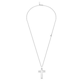 Police Mens Framed Stainless Steel Silver Cross Adjustable Pendant Necklace