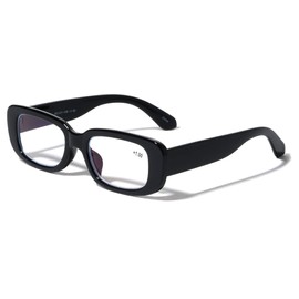 V.W.E. Women Anti Blue Light UV Blocker Glasses Rectangle Animal Print Bold Reading Reader (Black, 0.00, multiplier_x)