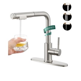 HEISOK Kitchen Faucet with Pull Down Sprayer - 3 in 1 Kitchen Sink Faucet, Stainless Steel Filtered Water Faucet Single Lever Drinking Water Faucet for 1 or 3 Hole, Brushed Nickel