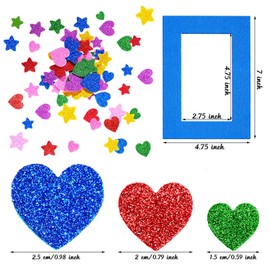 24 Pieces Colorful Felt Photo Frames Holiday Picture Frames and 50 Pieces Colorful Glitter Foam Stickers for Home, School and Office Decoration,12 Colors, 4 x 6 Photos