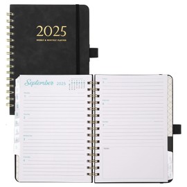 Calendar 2025 Book Calendar Soft Cover with PU Leather (approx. 21.5 x 15.5 cm), Weekly Planner 2025, Appointment Calendar Planner 2025, 12-Month Diary (Jan.2025-Dec.2025) 1 Week 2 Pages, Black