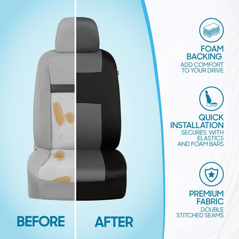 BDK PolyPro Seat Covers Full Set in Gray on Black