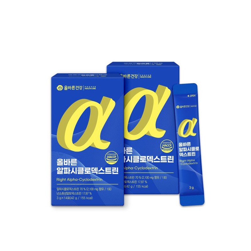Olbareun Geongang 올바른 리얼 알파시클로덱스트린 3g 14포 2박스/알파시디/제로파우더 Correct Real