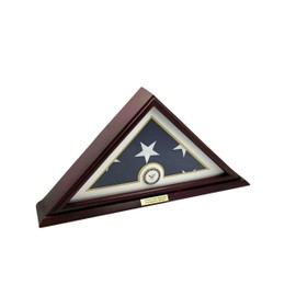 RED BLOOMY Custom Burial Flag Display Case, Small Base Display Case, Navy Flag Gift, Veteran Gift, Custom Flag Gift, Custom Name Gift, Veteran Day Gift