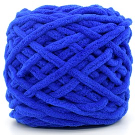 Chunky Chenille Yarn for Crocheting,Electric Blue Fluffy Velvet Plush Yarn Thick Soft Chunky Chenille Yarn Baby Blanket Yarn for Crocheting Knitting Beginners 100g(Electric Blue)