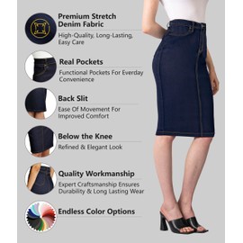 Lexi Women's Super Comfy Stretch Denim Skirt SKS22880 Indigo 8