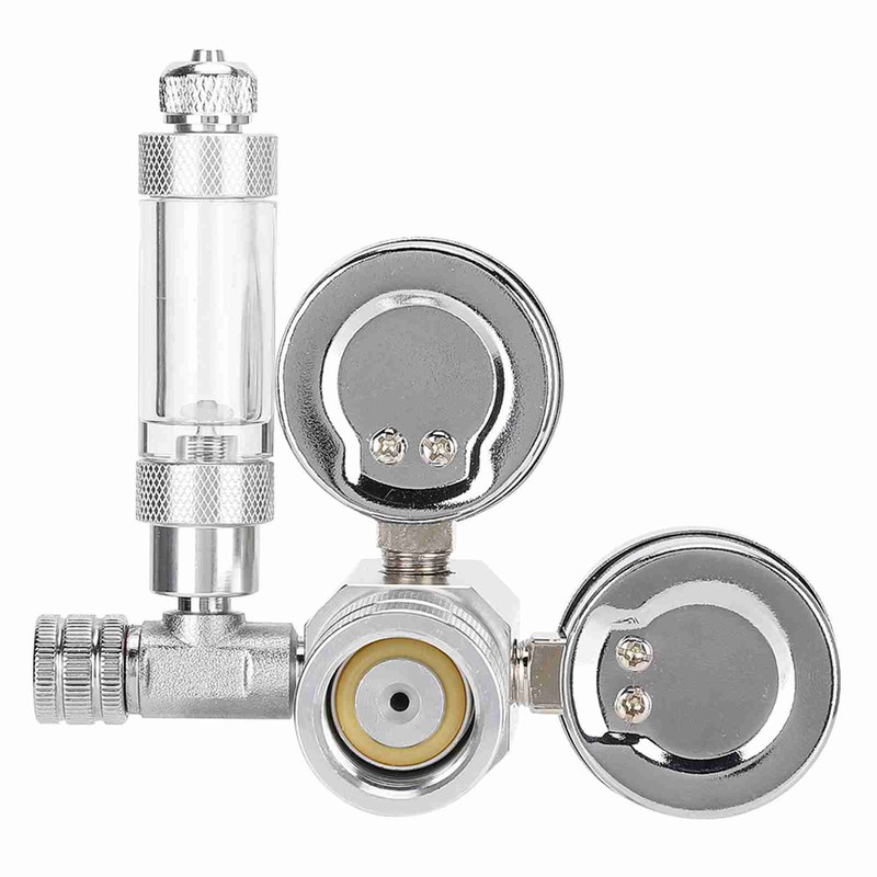 CO2 Regulator Aquarium Dual Gauge Display with Bubble Counter and