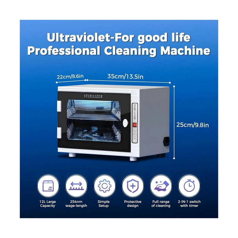 Smiledt Nail Tool Sterilizers UV 12L Lighting Autoclave Machine for