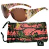 Hornz Pink Camouflage Polarized Sunglasses for Women Rhinestone Accents &