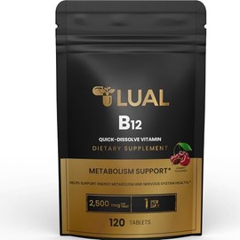 LUAL Vitamin B12 Quick-Dissolve Tablets Dietary Supplement | Vitamin B12 2500 mcg | B Vitamins | Vitamin B12 Complex for Women and Men 120 Tablets