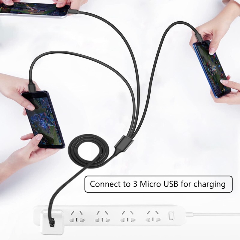 Micro USB Splitter Cable,3 in 1 USB A 2.0 Male