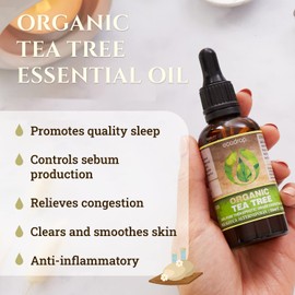 Ecodrop Tea Tree Essential Oil I 50ml I Certified Organic & 100% Pure I Natural & Therapeutic Grade for Aromatherapy, Massage, Diffusers & Bath I Australian Tea Tree Oil for Healthy Hair & Nails