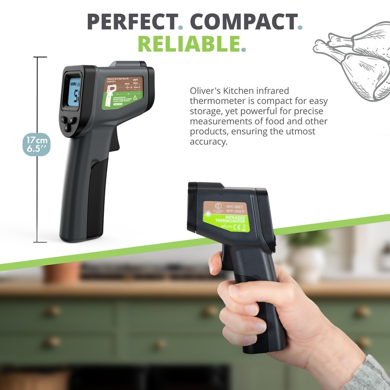 Oliver's Kitchen® Infrared Thermometer - User-Friendly - Measure Temperature with