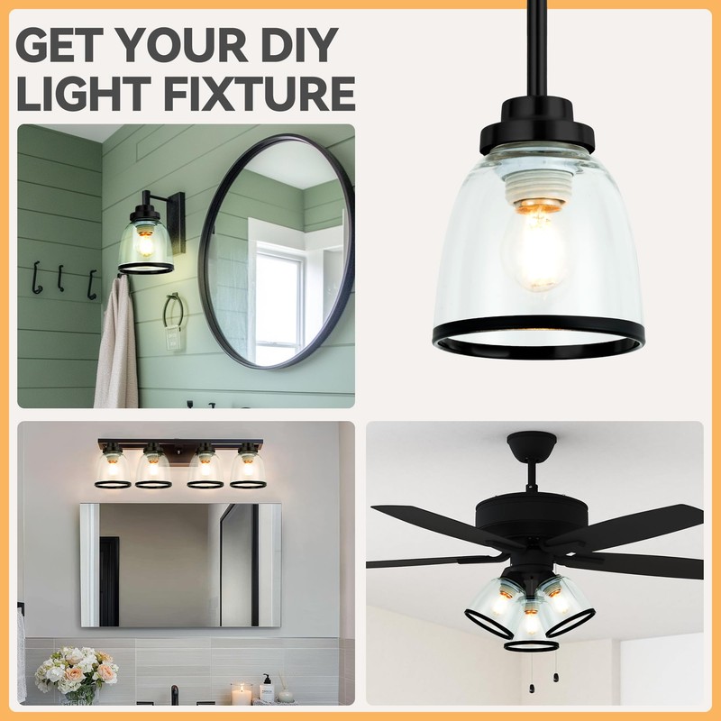 6 Pack Ceiling Fans Glass Shade Covers, Clear Glass Shade