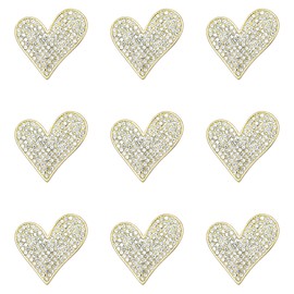 Rodvanvo 30 PCS Flat Bottom Inlaid Rhinestone Love Shape Patch DIY Handicraft Accessories Gift Clothes Bag Decoration Alloy Arts Crafts Sewing Embellishment Button (Gold)