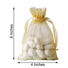 Balsa Circle 50 pcs 4x6-Inch Gold Organza Drawstring Bags - Wedding Party Favors Jewelry Pouch Candy Gift Bags
