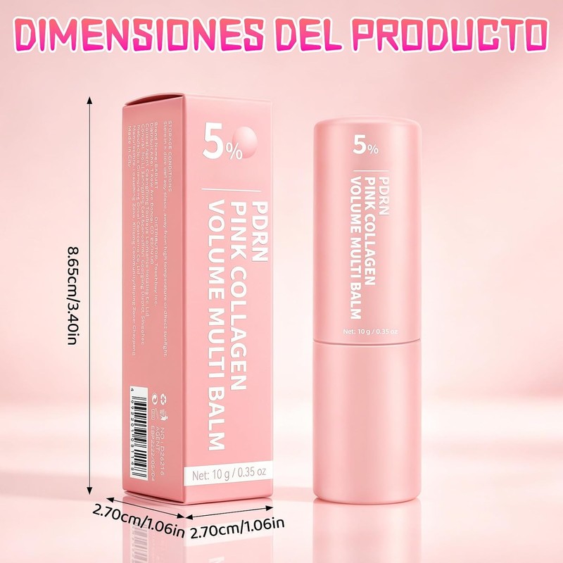 2PC Pdrn Pink Collagen Volume Multi Balm Stick, Hidratante,Reafirma