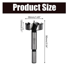 1-1/2 Inch Forstner Drill Bit 38mm Forstner Bits 5/16 Inch Round Shank Wood Drilling Bit Woodworking Hinge Cutter Tool for Wood Plywood Plastic