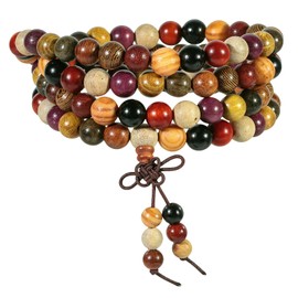 Nupuyai 108 Mala Beads Player Wood Bracelet Men Women, Beaded Wrap Bracelet Tibetan Necklace Meditation Yoga Jewelry