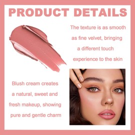 3 in 1 Cream Blush,Multi-Use Blush Powder for Cheeks Lips Eyes,Matte Blushers for Cheeks Make Up,Moisturize Blendable Blush Palette,Long Lasting Waterproof Lightweight Blusher for Nature Look (Peach)