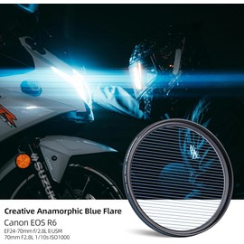 Walking Way Variable Blue Streak Filter 58MM Rotating Circular Anamorphic-Style Streak Effect Lens Filter for Photography and Videography