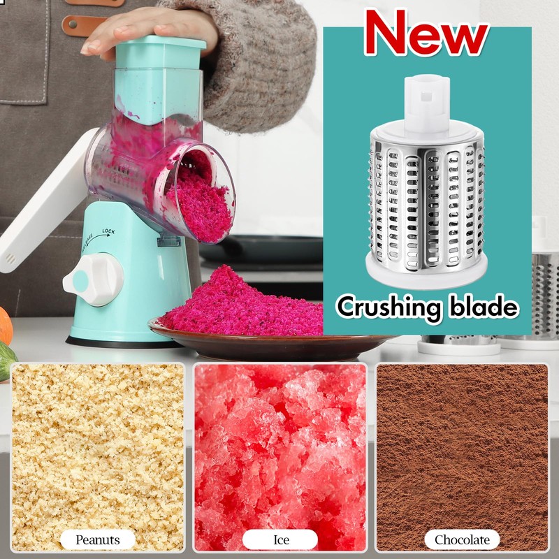 Ourokhome Rotary Cheese Grater Hand Crank, Kitchen Shredder Speed Mandolin