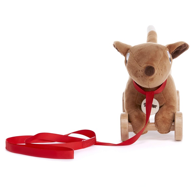 Ragtales RT501 Wooster Wooden Pull-Along Daschund Dog Soft Toy, Red