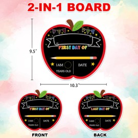 JUESMOS First Day & Last Day of School Chalkboard Signs, 9.5"x10.3" Double Sided Back to School Board for Kids Boys Girls 1st Day of Kindergarten Preschool 1st Grade Photo Props Supplies