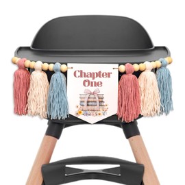Upfirst Chapter One Highchair Banner - Storybook 1st Birthday Decorations Sign Banner,Wildflower Book Theme Tassel Banner,Anniversary Photo Background Props (Chapter One banner)