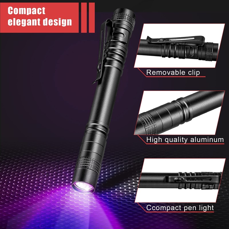 Honoson 6 Pieces UV Black Light Flashlight Small Blacklight Flashlights