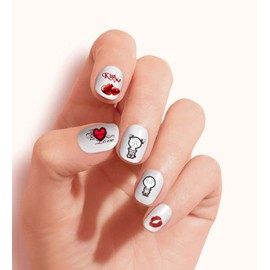Valentine's Day "Love, Heart, Roses, Kisses" (Ver.5) Clear waterslide Nail Art Decals (Tattoos) by One Stop Decals.