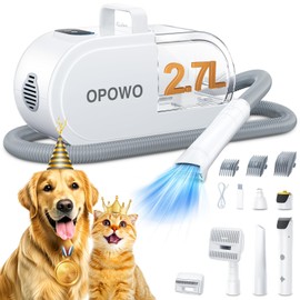 OPOWO Dog Grooming Vacuum, 2.7L Dog Hair Vacuum with Clipper Nail Grinder Paw Trimmer, 3 Suction Modes, Low Noise Groomer with 7 Pet Grooming Tools, Pet Grooming Vacuum for Dogs Cats