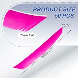 PATIKIL Arrows Vanes, 50 Pack 11 Inch Turkey Feather Arrow Fletching Archery Arrow Feather Right Wing Shield Fletch for DIY Target Shooting, Pink