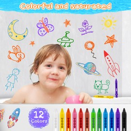 FVANTIME 12pcs NonToxic Bath Crayons for Toddlers & Kids Bath Toy Washable Bathtub Drawing Crayons Activity Toys Enjoy Bathtime, Perfect for Shower Gift