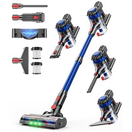 KARDV Cordless Vacuum Cleaner, 500W/40Kpa Vacuum Cleaners for Home, 60Mins Stick Vacuum with LED Display, Anti-Tangle & Wall Mount Charging, 8 in 1 Lightweight Vacuum for Hard Floors Carpet Pet Hair