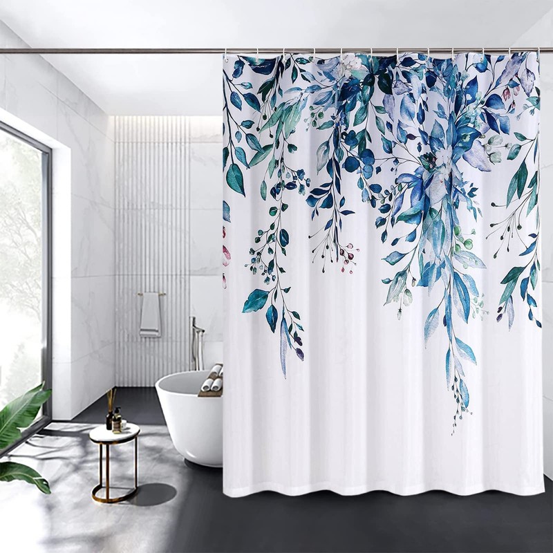 REZAYMRS Flower Shower Curtains with 12 Hooks, Polyester Waterproof Shower