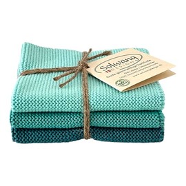 Solwang 3-Piece Danish Cotton Dishcloths in 100% Certified Organic Cotton Made in India (Light Azure Organic Combi)