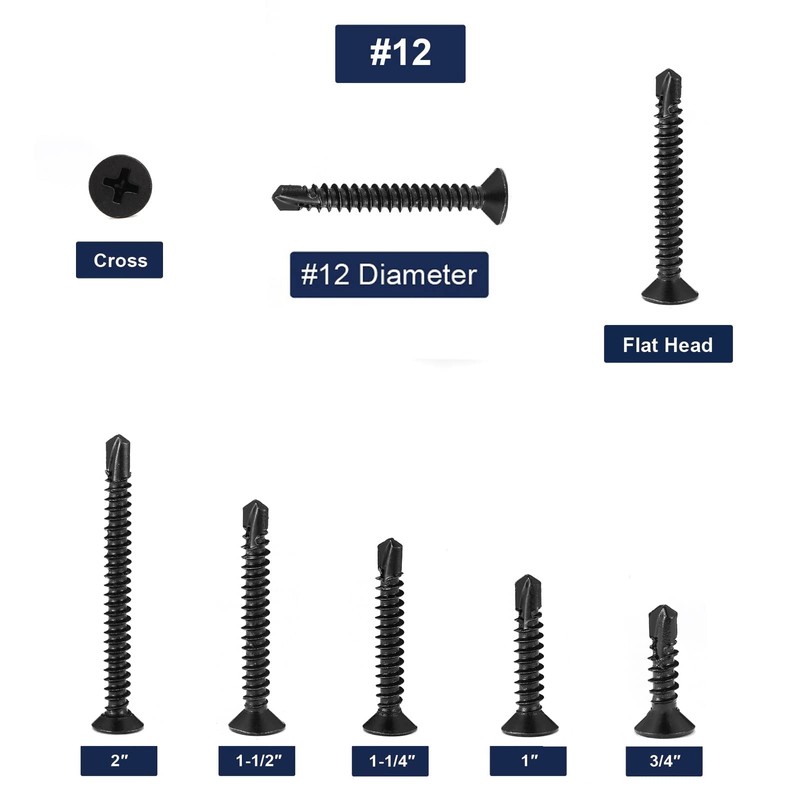 #12 x 3/4" Sheet Metal Screws 100Pcs 410 Stainless Steel