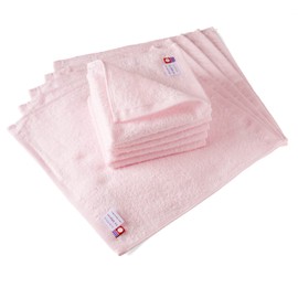 [oruta] Facial Wash Hand Towel, Imabari Certified, Natural Towel, Set of 10, Made in Japan, Oshibori, Face Wipe, Thin, Water Absorbent, Quick Drying, Room Drying, Cotton 100 (Set of 10, Pink)
