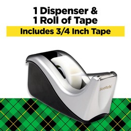 Scotch Desktop Tape Dispenser, Silvertech Two-Tone (C60-ST)