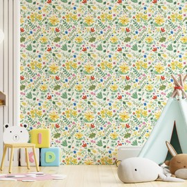 Simon&Siff Yellow Floral Peel and Stick Wallpaper, 17.3'' x 120" Yellow Flower Vinyl Wallpaper Flower Wallpaper Self Adhesive Wallpaper for Home Bedroom Cabinets Thicken, Covers 14.42 Sq Ft